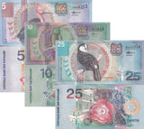 Suriname SET 3 UNC 5 10 25 Gulden 2000 P 146 147 148 Birds