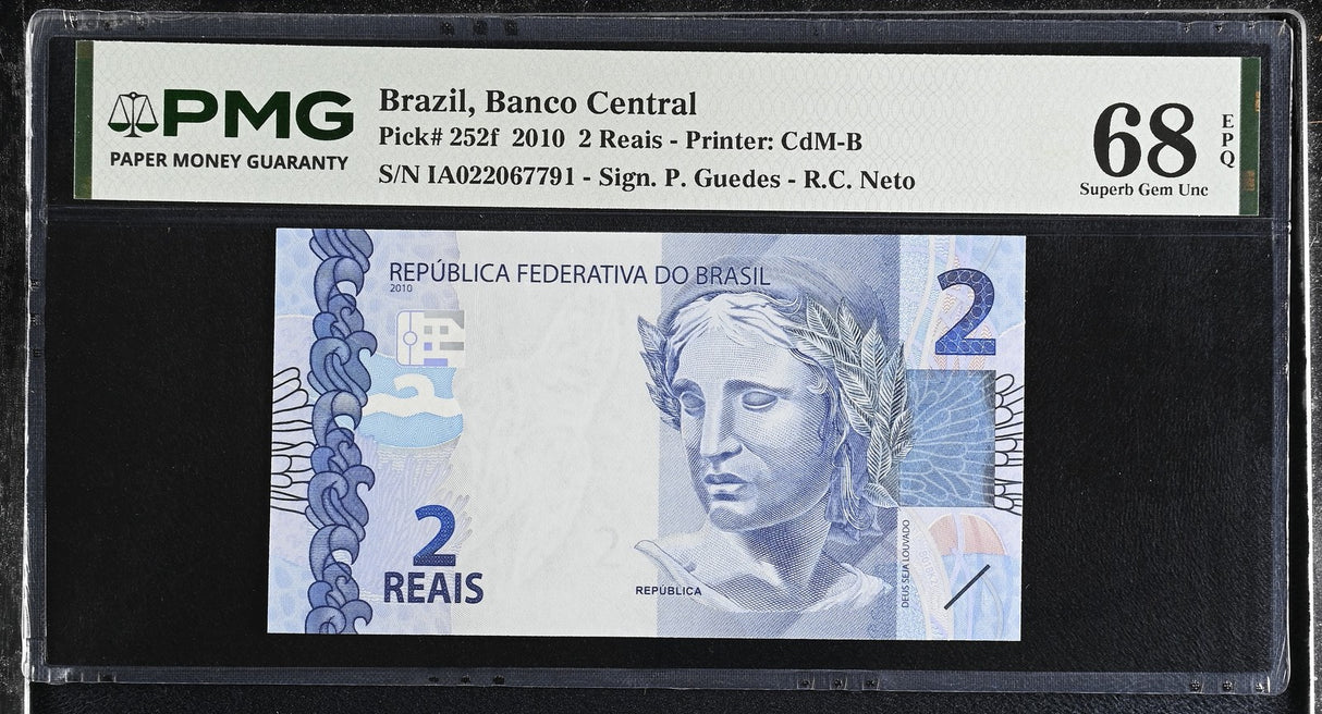 Brazil 2 Reais 2010 P 252 f Superb Gem UNC PMG 68 EPQ TOP POP