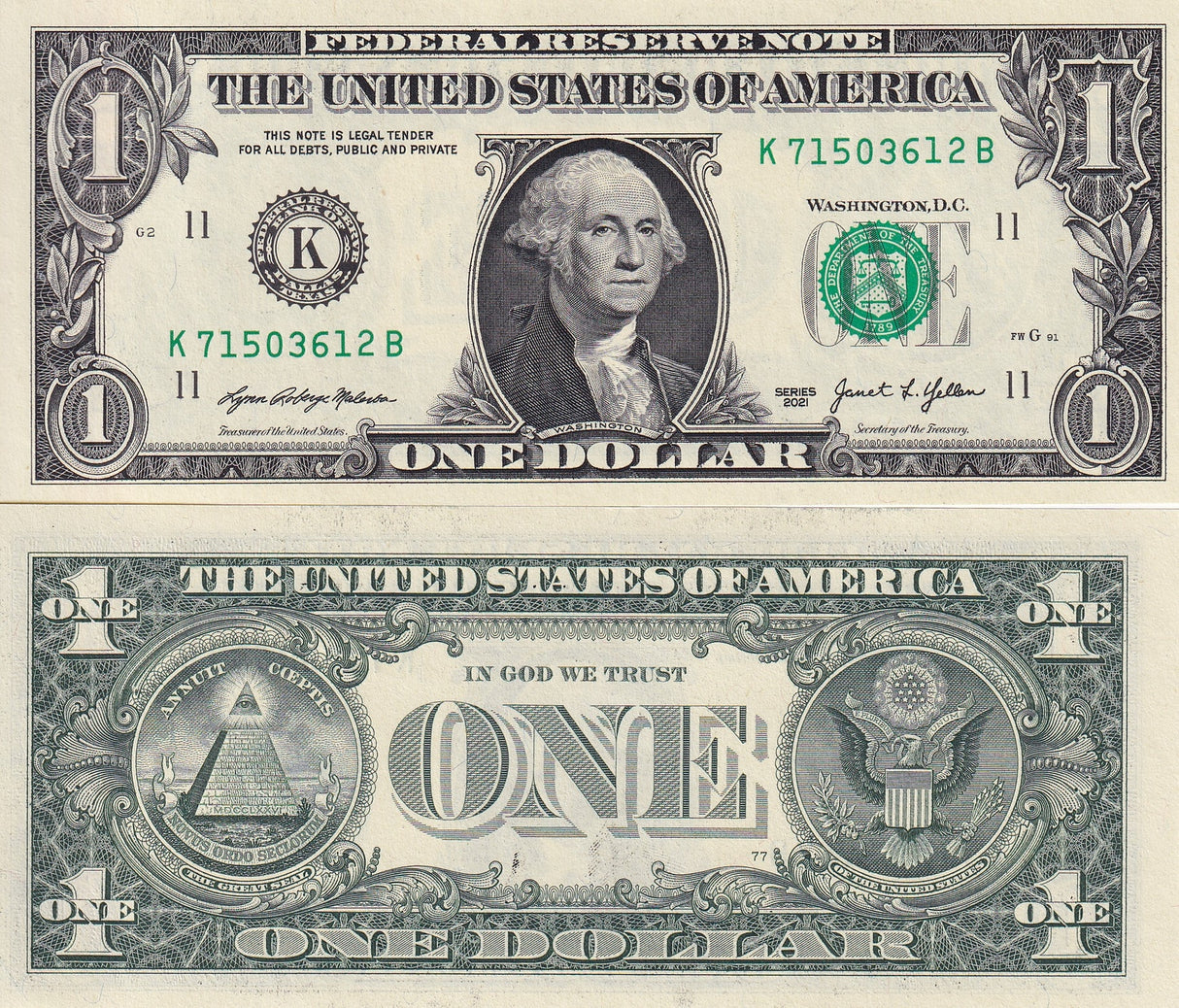 United States 1 Dollars USA 2021 P 549 Dallas TX "K" UNC