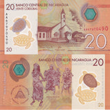 Nicaragua 20 Cordobas 2022 P 210 Polymer UNC ,with Tactile embossing