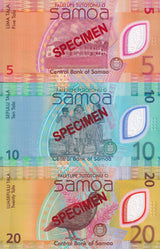 Samoa SET 3 UNC 5 10 20 Tala ND 2023 2024 P 47 48 49 Specimen UNC