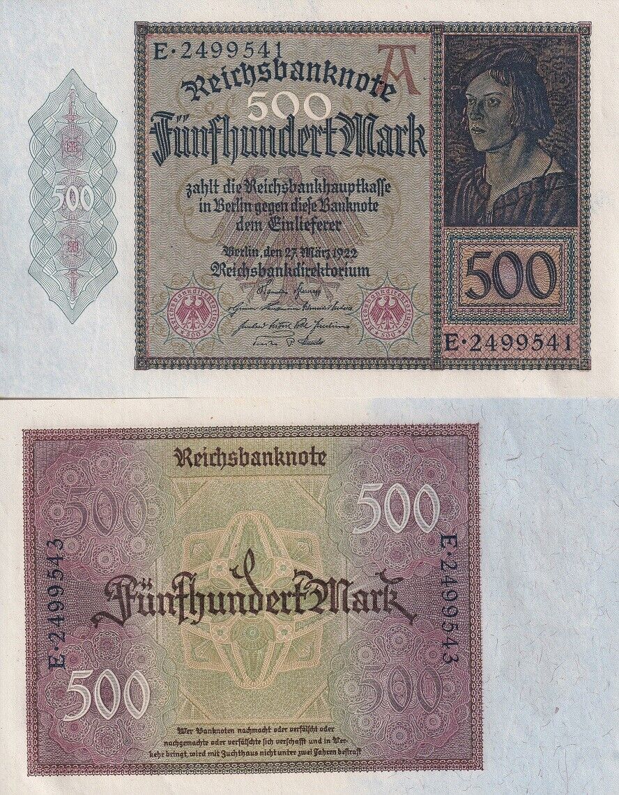 Germany 500 Mark 1922 P 73 AUnc