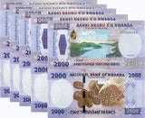Rwanda 2000 Francs 2024 P 44 NEW Design UNC LOT 5 Pcs