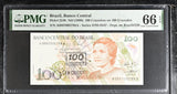 Brazil 100 Cruzeiros On 100 Cruzeiros ND 1990 P 224 b Gem UNC PMG 66 EPQ