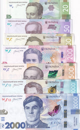 Ukraine Set 7 UNC 20 50 100 200 500 1000 2000 Hryven 2023 -2026 New Sign