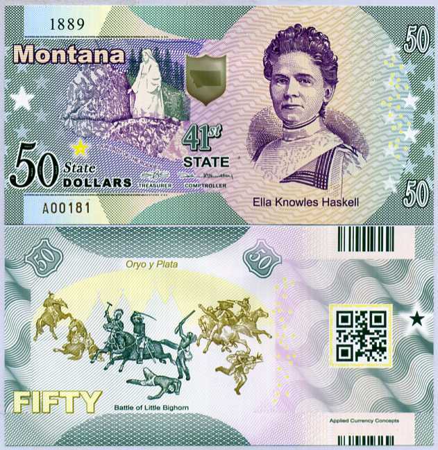 UNITED STATE USA. 50 DOLLARS 2019 POLYMER 41st MONTANA ELLA HASKELL ORYO PLATA