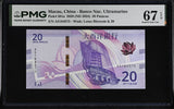 Macau 20 Patacas 2020 ND 2024 P 301 a BNU Superb Gem UNC PMG 67 EPQ