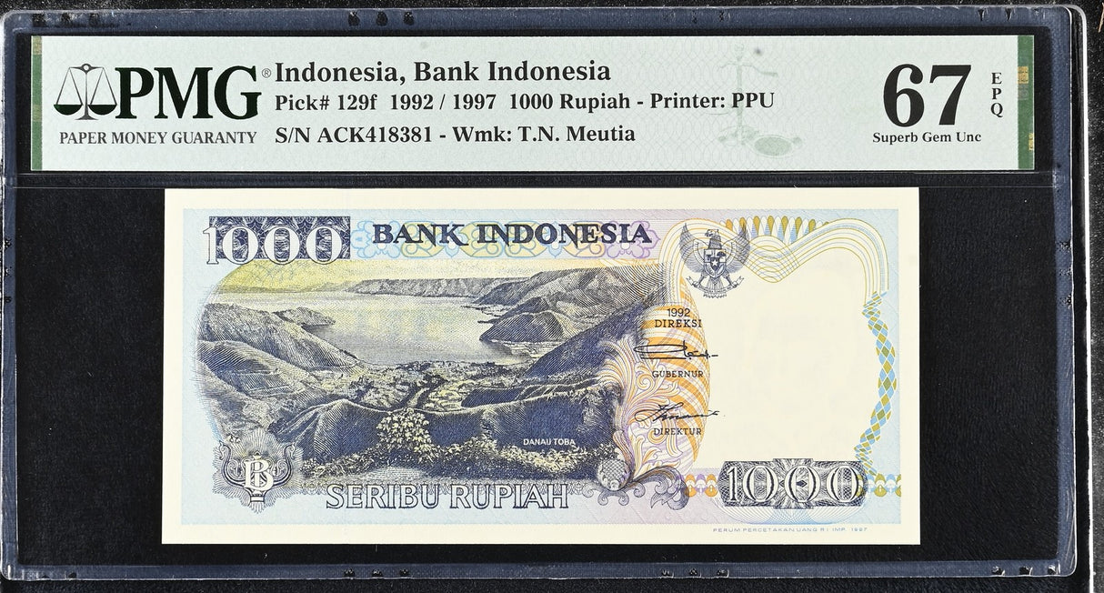Indonesia 1000 Rupiah 1992 / 1997 P 129 f Superb Gem UNC PMG 67 EPQ