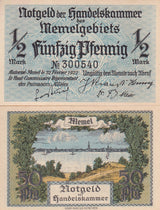 Germany Memel 1/2 Mark 1922 P 1 AUnc