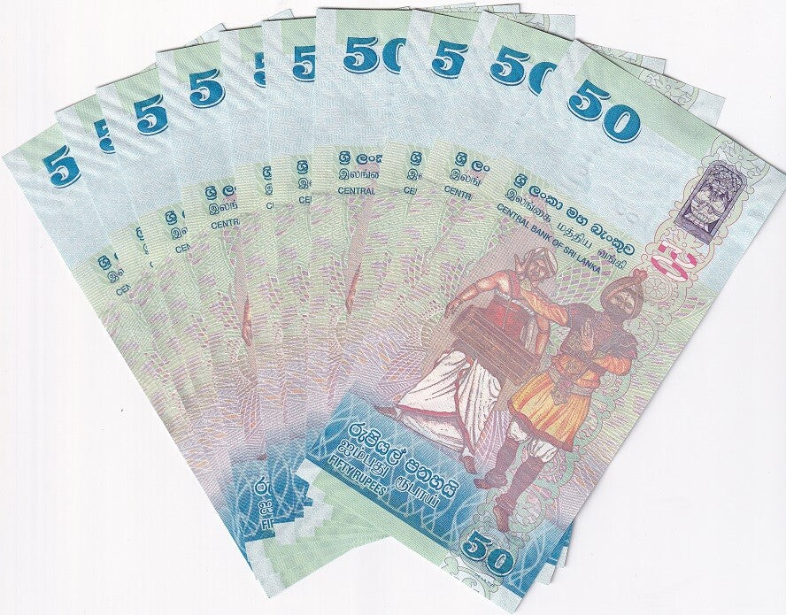 Sri Lanka 50 Rupees 2010 P 124 a UNC LOT 10 PCS