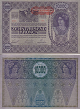 Austria 10000 Kronen 1918/1919 P 65 AUnc Big Size