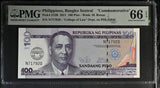 PHILIPPINES 100 PESOS 2011 COMM. P 212 B Gem UNC PMG 66 EPQ