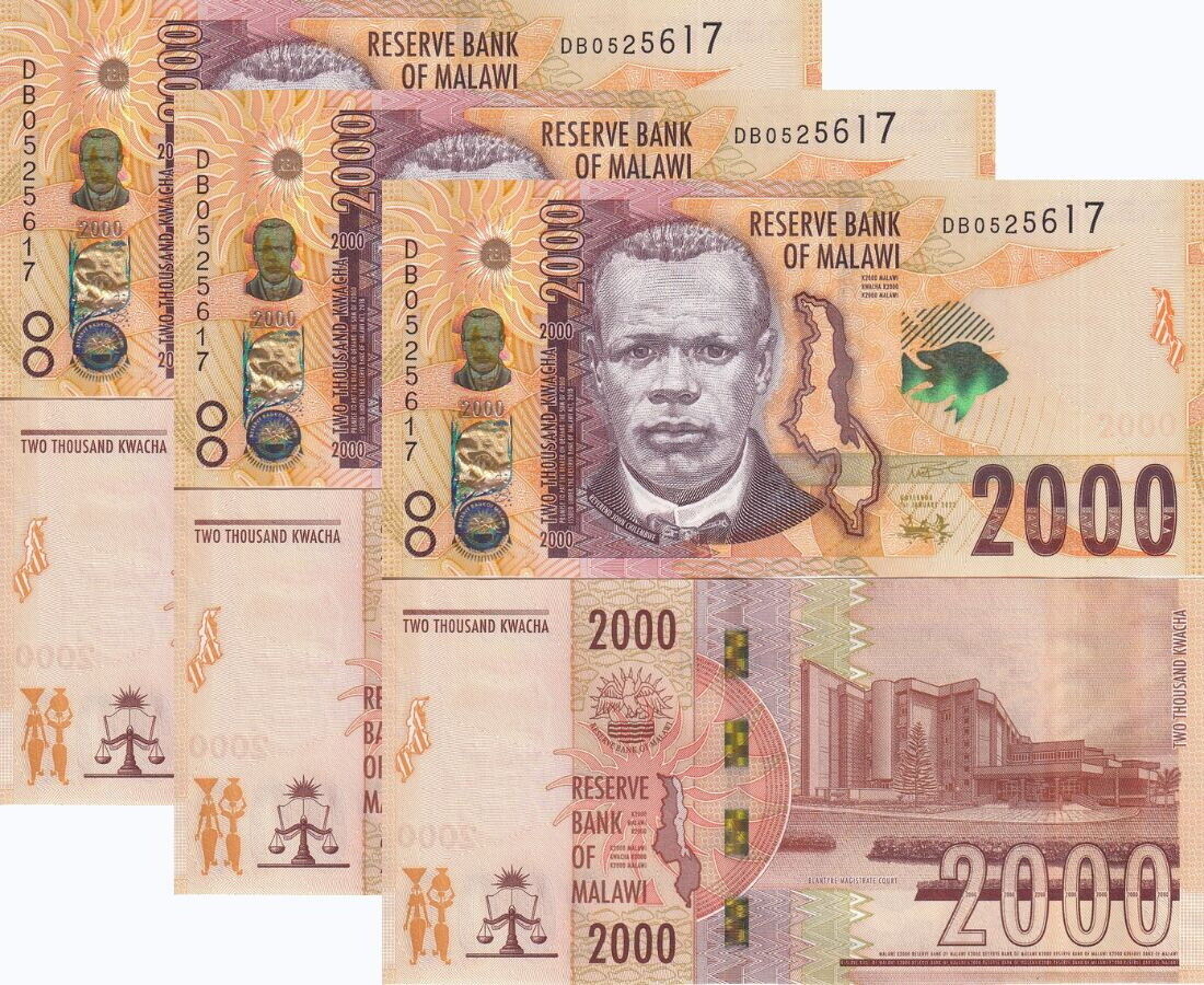 Malawi 2000 Kwacha 2022 P 70 Magistrate Court, Blantyre UNC LOT 3 PCS