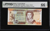 Belize 20 Dollars 2020 P 69 g QEII Gem UNC PMG 66 EPQ