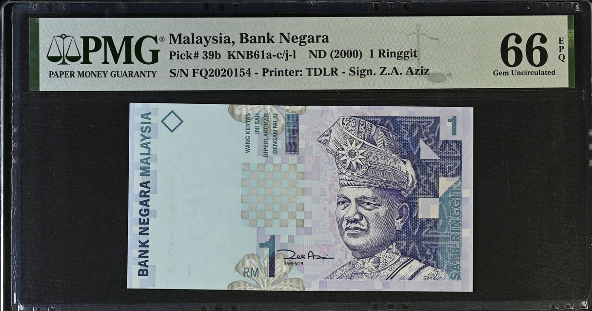 Malaysia 1 Ringgit ND 2000 P 39 b Gem UNC PMG 66 EPQ