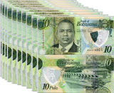 Botswana 10 Pula 2020 P 36Aa Polymer UNC LOT 10 PCS