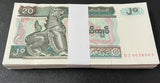 Myanmar 20 Kyats 1994 P 72 UNC LOT 100 Pcs 1 Bundle