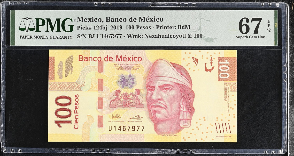 Mexico 100 Pesos 2019 P 124 bj Superb Gem UNC PMG 67 EPQ