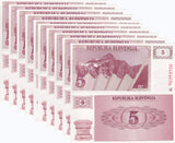 Slovenia 5 Tolarjev 1990 P 3 UNC LOT 10 PCS