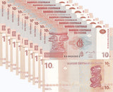 Congo 10 Francs 2003 P 93A G&D UNC LOT 10 PCS