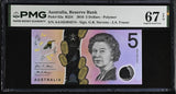 Australia 5 Dollars 2016 P 62 a Polymer Superb Gem UNC PMG 67 EPQ