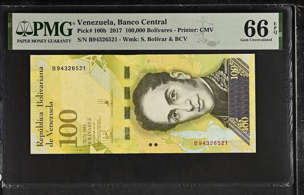 Venezuela 100000 Bolivares 2017 P 100 b Gem UNC PMG 66 EPQ