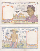 French Indochina 1 Piastre ND 1932-1949 P 54 b XF+