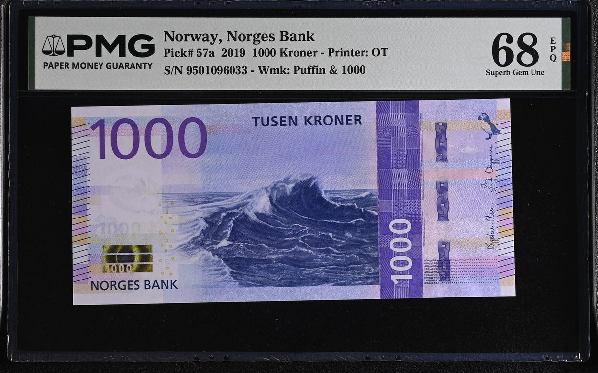 Norway 1000 Kroner 2019 P 57 a Superb Gem UNC PMG 68 EPQ