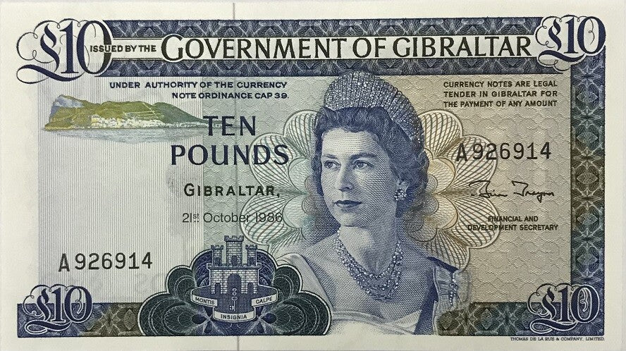 Gibraltar 10 Pounds 1986 P 22 b UNC