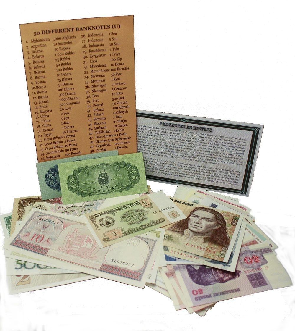 World Banknotes Set 50 different banknotes UNC