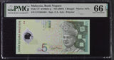 Malaysia 5 Ringgit ND 2004 P 47 Polymer Gem UNC PMG 66 EPQ PNB