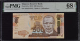 Malawi 500 Kwacha 2012 P 61 a Superb Gem UNC PMG 68 EPQ Top Pop