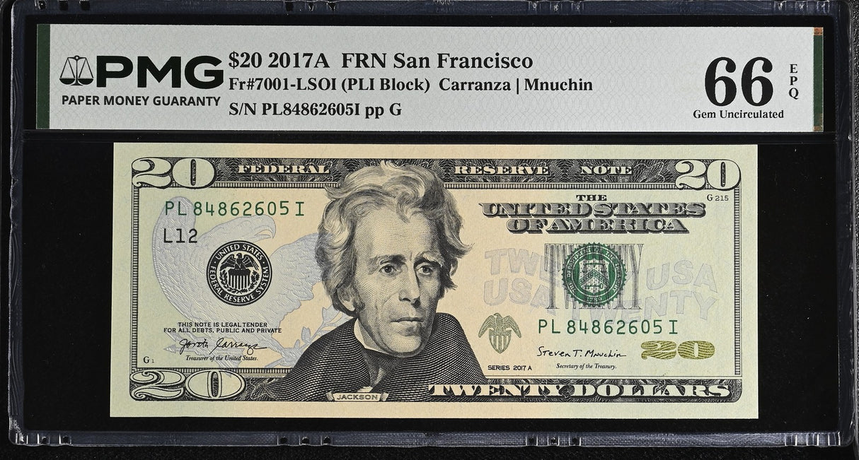 United States 20 Dollars USA 2017A P 546 L San Fran Gem UNC PMG 66 EPQ