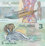 Cook Island 3 Dollars 1987 P 3 UNC