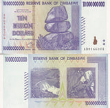 Zimbabwe 10 Billion Dollars 2008 P 85 UNC,Chiremba balancing rock formation