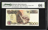 Indonesia 5000 Rupiah 1992 / 1993 P 130 b Gem UNC PMG 66 EPQ