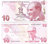 Turkey 10 Lira 2009/2026 P 223 Prefix G New Sign UNC