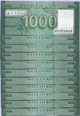 Lebanon 1000 Livres 2016 P 90 c UNC LOT 10 PCS