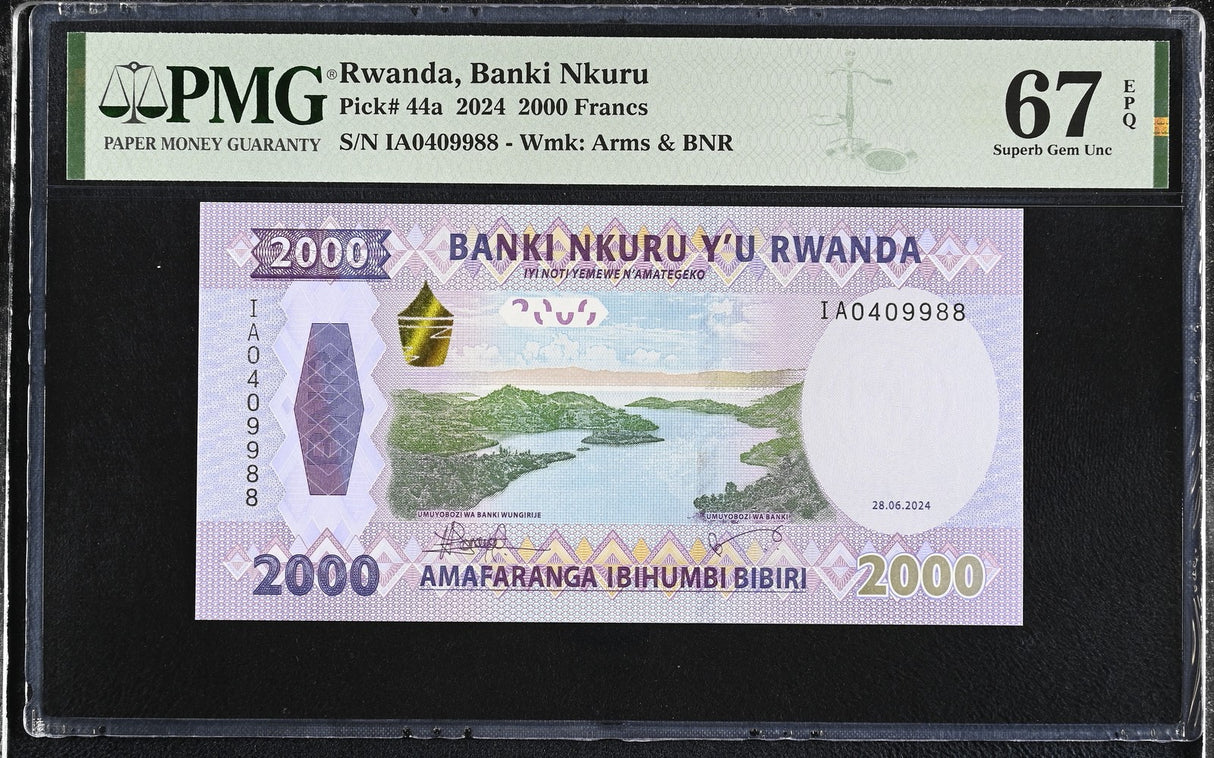 Rwanda 2000 Francs 2024 P 44 a Superb Gem UNC PMG 67 EPQ