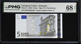Euro 5 Euro Germany 2002 P 1 X Prefix Superb Gem UNC PMG 68 EPQ