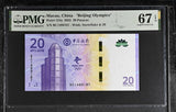 Macau 20 Patacas 2022 Beijing Olympics P 124 a Superb Gem UNC PMG 67 EPQ