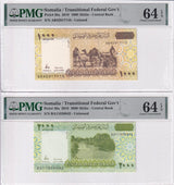 Somalia Set 2 ; 1000 2000 Shillings 2010 P 38 P 39 Choice UNC PMG 64 EPQ