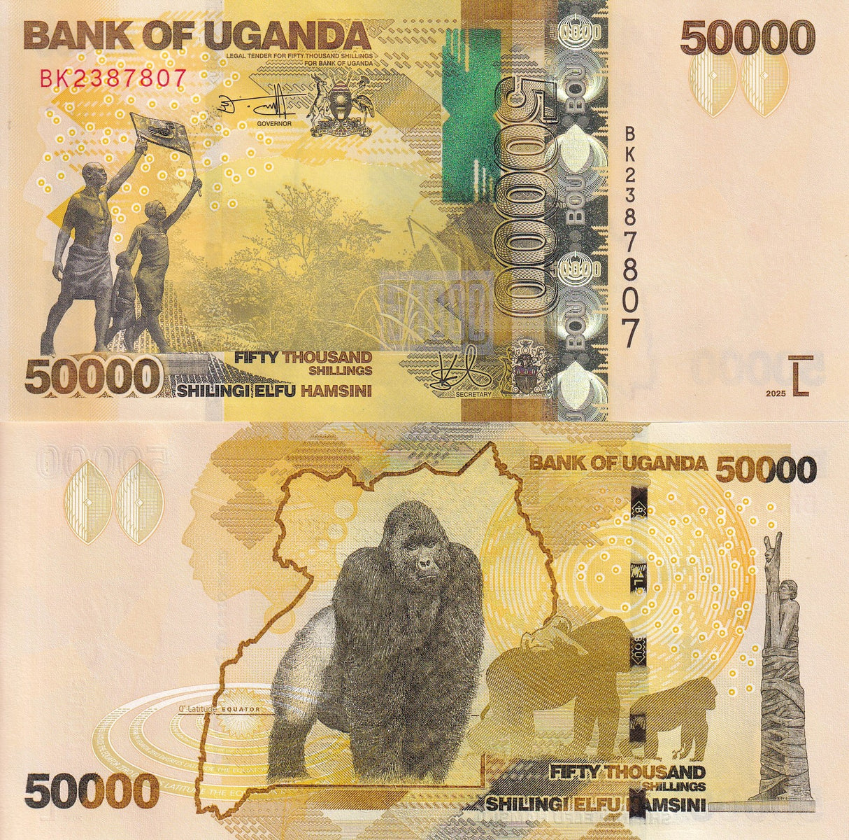 Uganda 50000 Shillings 2025 P 54 New Date UNC