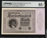 GERMANY 100000 MARK 1923 P 83 a Gem UNC PMG 65 EPQ