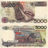 Indonesia 5000 Rupiah 1992/1993 P 130 b UNC