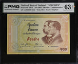 Thailand 100 Baht ND 2002 Commemorative SPECIMEN P 110 s Choice UNC PMG 63 EPQ