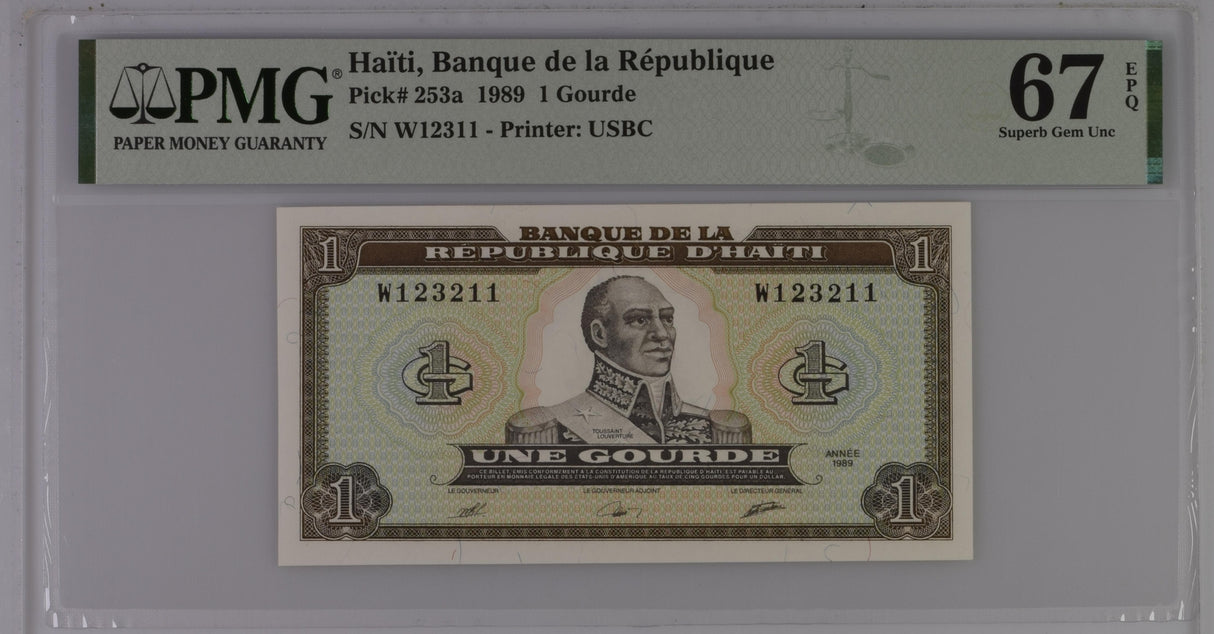 Haiti 1 Gourde 1989 P 253 a Superb Gem UNC PMG 67 EPQ