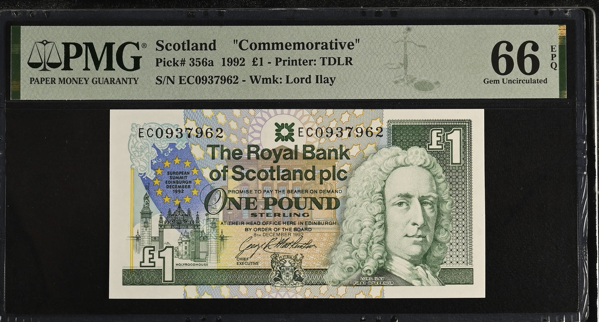 Scotland 1 Pound 1992 P 356 a Commemorative Gem UNC PMG 66 EPQ
