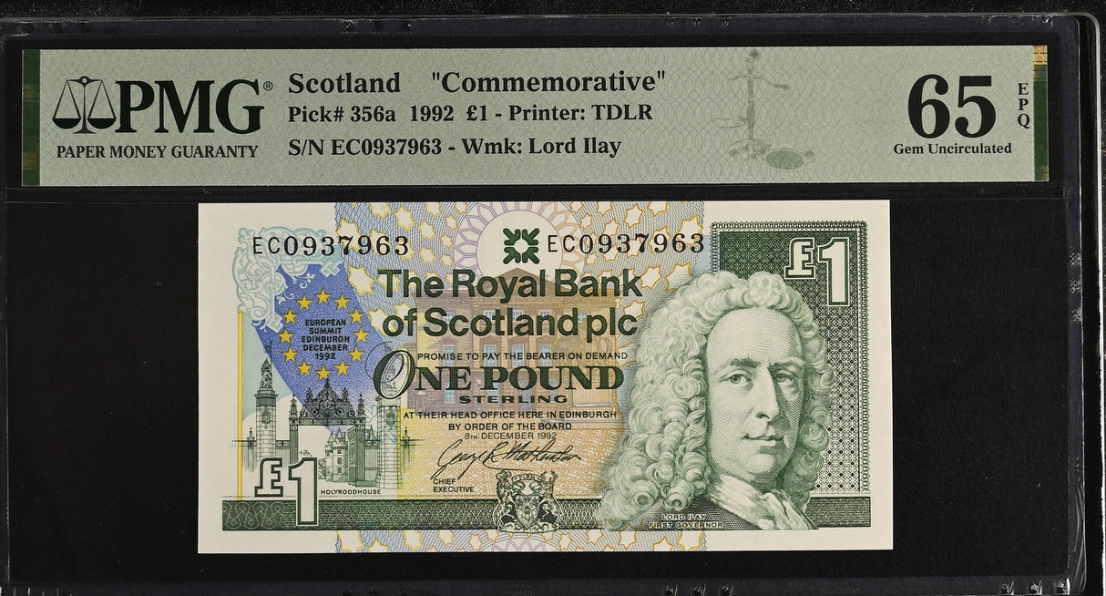Scotland 1 Pound 1992 P 356 a Commemorative Gem UNC PMG 65 EPQ