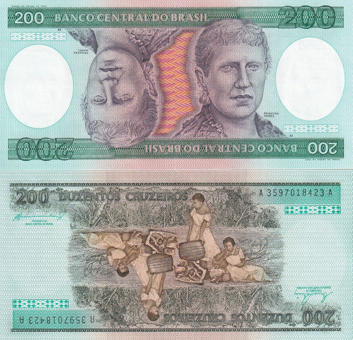 Brazil 200 cruzeiros ND 1981 - 1984 P 199 UNC